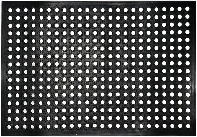 Anti Fatigue Rubber Floor Mats, 24 x 36 Inch Non-Slip Restaurant Mat Door Mat Drainage Mat for Indoor Outdoor Wet Area, Pool Entry, Garden - Black